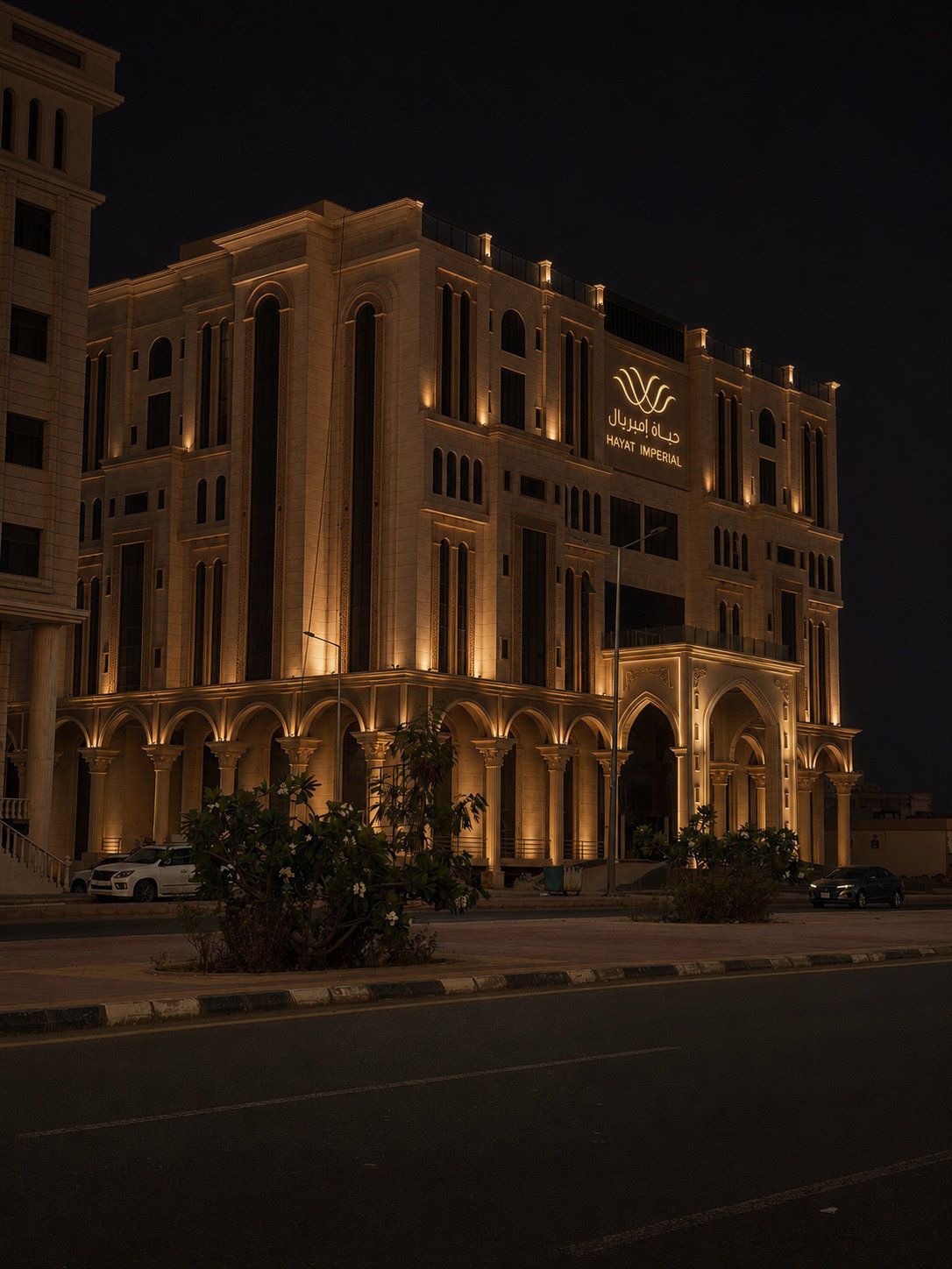 The landmark by night